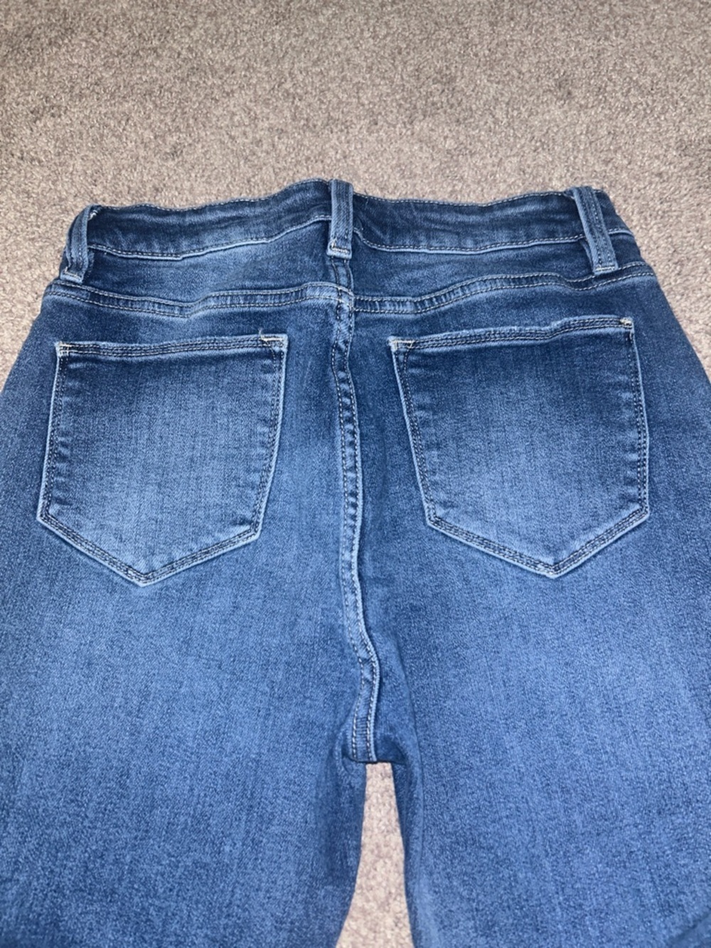High-Rise cropped Straight Leg Denim Jeans - Faded Blue - Picture 7 of 8